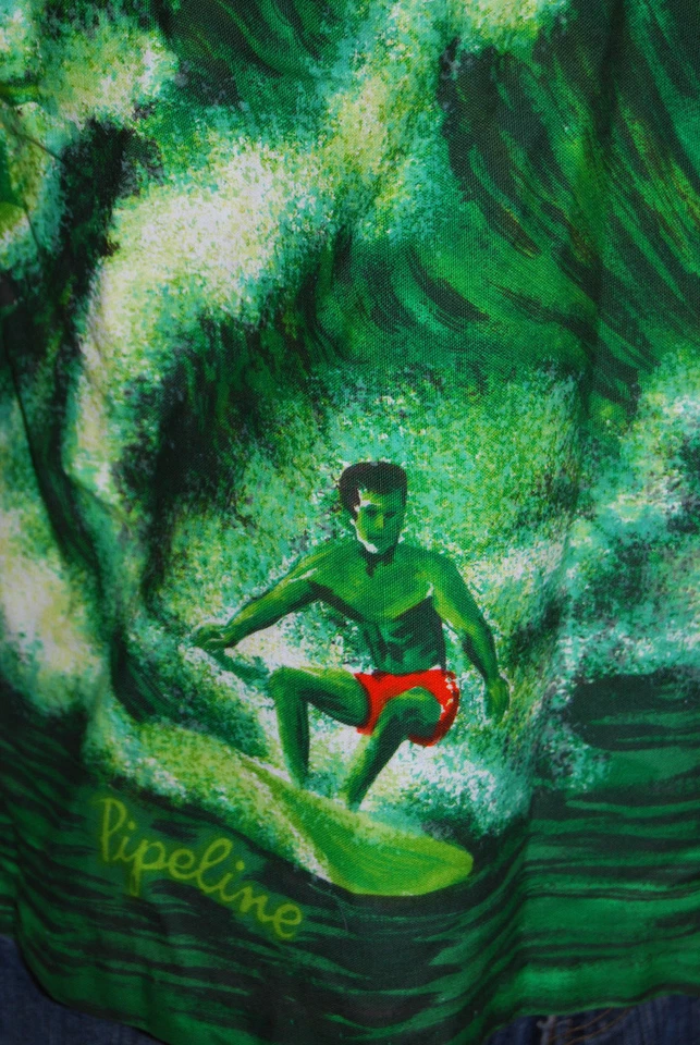 1960s Diamond Head Hawaiian surfer shirt aloha pipeline green pullover Makaha - Image 4 of 4