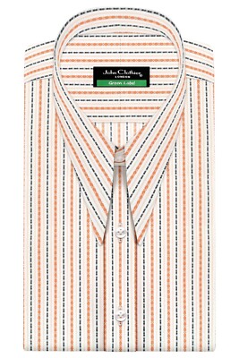 1950s Vintage Spear Collar Orange Floral Stripes Men's Goodfellas Revival Shirt