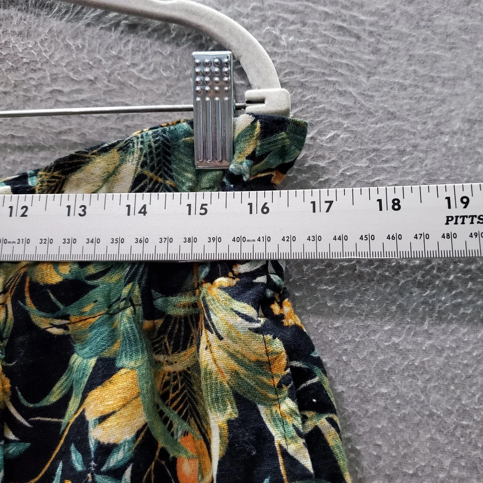 Pantalones Cortos para Mujer a.n.a Grandes Azul Verde Floral Mezcla de Lino Bolsa de Papel Cordón Foto 3 de 4