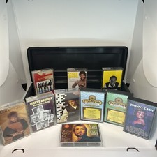 Alpha Plastic Cassette Tape Holder With 10 70s-80s-90s Country Hits Vintage