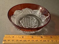 EAPG RUBY STAINED ANTIQUE GLASS TIDBIT BOWL CANDY NUT DISH ASHTRAY 4.75"
