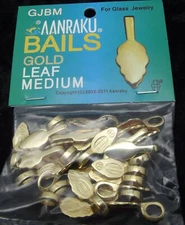 Aanraku GOLD plated Jewelry Bails MEDIUM Fused Glass Pendants 25 Glue-On Leaf