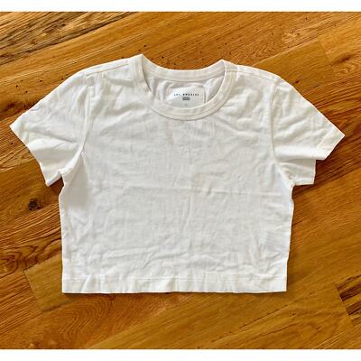 Sol Angeles Crop Crew Tee Top in White Small Jersey Pullover Classic Summer