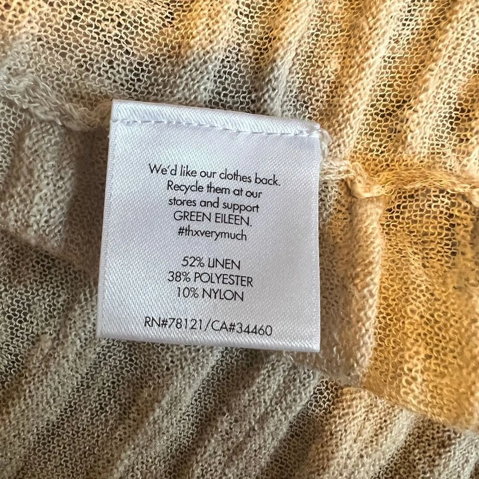 Eileen Fisher Petite Tan Open Front Long Cardigan Sweater PP - Image 4 of 4