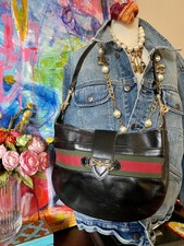 Rare Vintage Saks Fifth Avenue Italian Black Leather Shoulder Bag Handbag Gg 