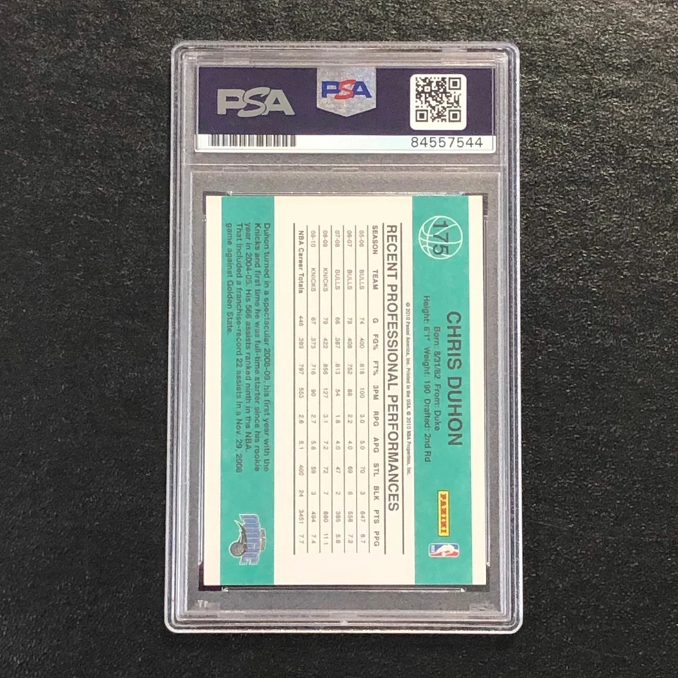 Tarjeta firmada por Chris Duhon Panini Donruss #175 2010-11 automática 10 PSA Slabbed Magic Foto 2 de 2