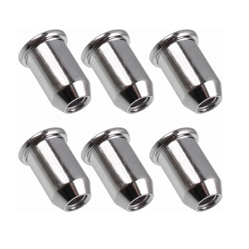 Guitar String Mounting Ferrules - Chrome - Set of 6 Thru Body 1/4" US Stock N438