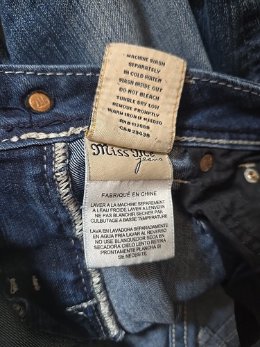 Miss Me Loose Saddle Stitch Border Bootcut Jean Tall Women 29x34 Low Rise Blue - Picture 10 of 11