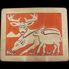 Brass Buck Deer Doe Stag Hunter Hunting Western Cowgirl NOS Vintage Belt Buckle