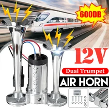 12V Truck Train Air Horns Dual Trumpets Super Loud Electric Car Air Horn K 600DB