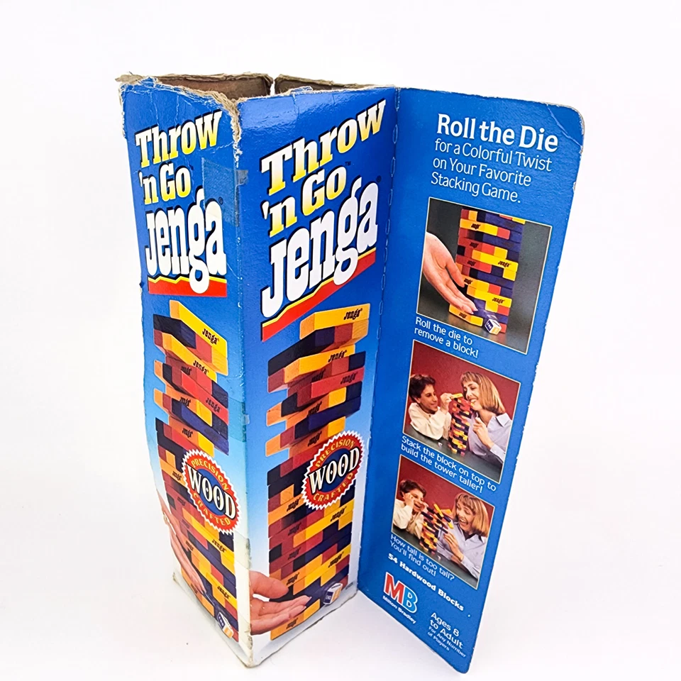 Vintage Throw N Go Jenga 1995 Game Milton Bradley Wood Pieces Color Blocks - Image 4 of 4