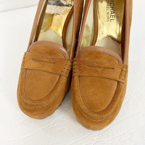 Y2K Michael Kors Wedge Platform Rory Penny Loafer Size 7 Suede Leather Women's - Picture 3 of 7