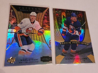 2019-20 UD Trilogy 536/999 Rookie  #66 Wahlstrom #56 Kiefer Bellows 764/999 NYI