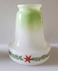 Vintage Milk Glass Hanging Light Fixture Lamp Bell Shade Green & Red Garland