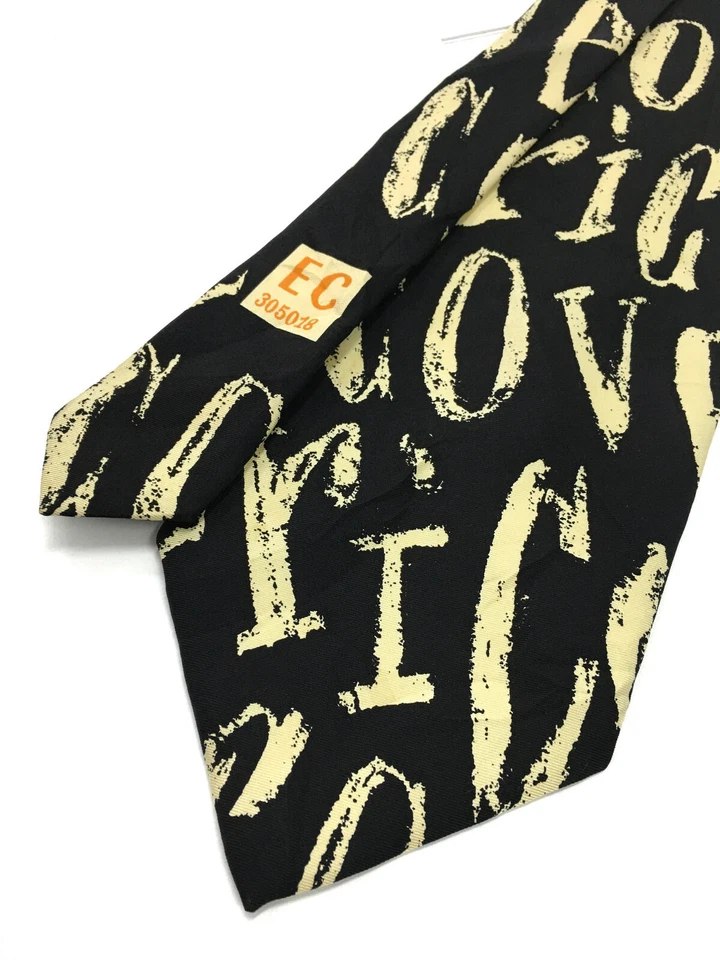 Corbata negra 100 % seda diseño marca palabra arte auténtica EC ENRICO COVERI Foto 2 de 4
