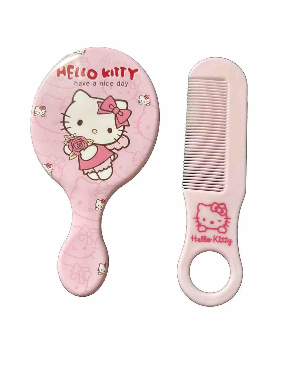 【KOIZUMI】HELLO KITTY ヘアブラシ ピンク Hello Kitty Mirror Hair Brush Comb Set Cute Pink Cat Compact