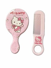Juego de peine cepillo de pelo espejo Hello Kitty lindo gato rosa compacto y dúo de viaje