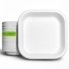 Small Disposable Plates - 6 Inch Square Compostable Paper Plates - ECOWINGS