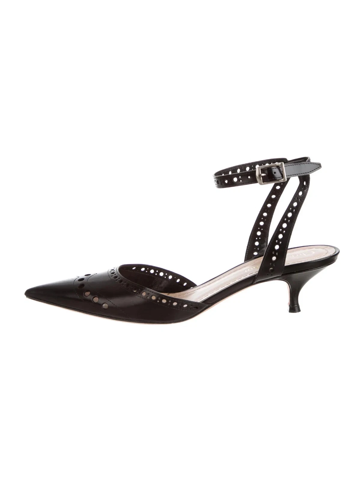 Escarpins à talon chaton DIOR cuir poli noir Teddy D slingback IT37, UK4, US7