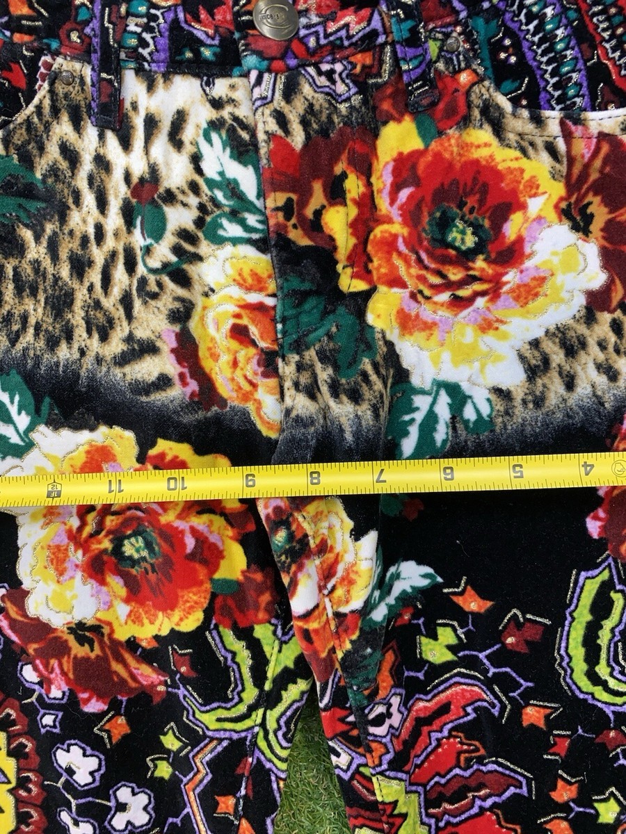 Vintage Just Cavalli Pants Womens AOP Rose Cheetah Designer Vintage Just Cavalli Pants Womens AOP Rose Cheetah Designer