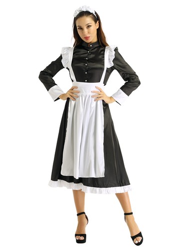 Womens Victorian Maid Costume Satin 