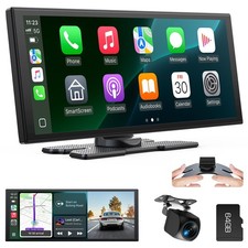 10.25" Dual Dash Cam Front & Rear Car Camera Wireless Apple Carplay Android Auto