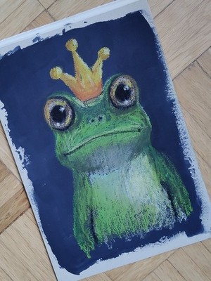 Kunst Gemälde Ölkreide Auf A4 Papier, Oil Pastel Painting On A4 Paper Art