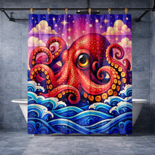 Mountain Landscape Shower Curtain 72x72 Polyester Nature Decor