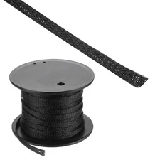 PET Expandable Braided Sleeving 1/4 Inchx100ft Braided Cable Sleeve Black