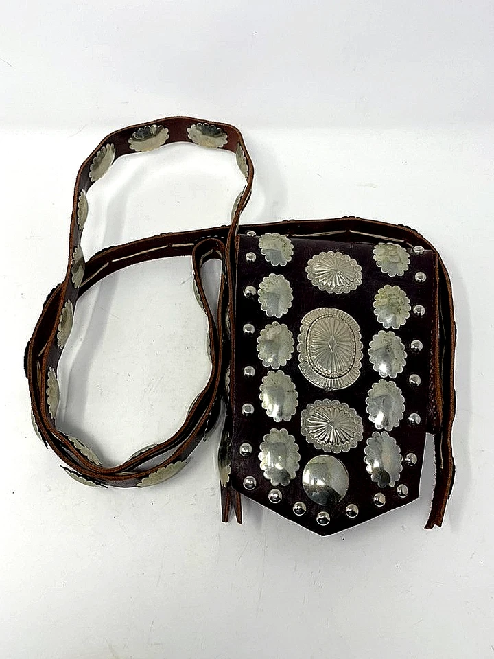 Vintage Handcrafted Leather Concho Bag Southwestern Santa Fe Estate Find – RARE - Image 2 of 4