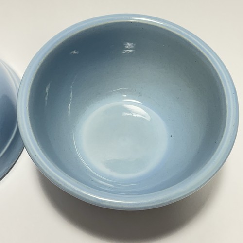 Vintage Glazed Ceramic Bowls USA 106 Periwinkle Blue 6” Set Of 2 - Picture 6 of 11