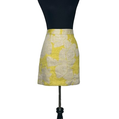 Zara Basic yellow tan burlap lined mini skirt size Large