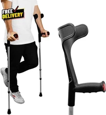 Forearm Crutches for Adults (X2 Units, Open Cuff) Adjustable Aluminum Walking...