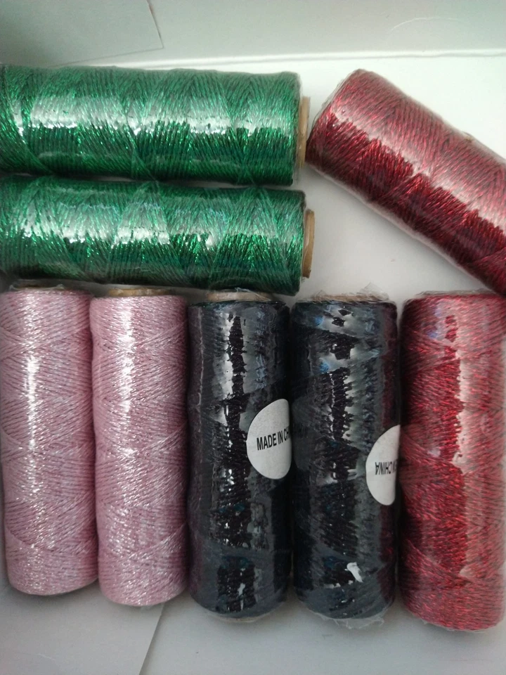 Lot Of 10 Cons Assorted Solid Metallic Embroidery Craft Threads 55 Yd 11 Ply New - Image 2 of 4