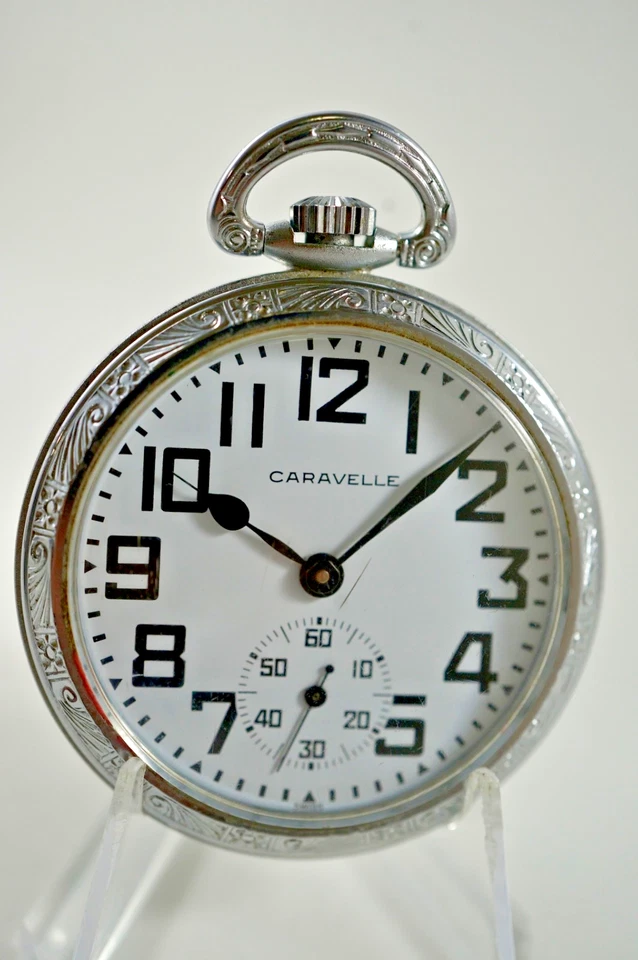 Bulova Caravelle 16OC 17 Jewels 50mm UT 6497 Swiss pocket watch Runs - Image 3 of 4