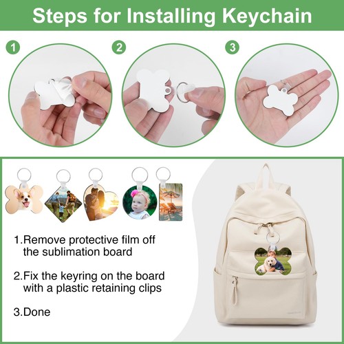 135Pcs Sublimation Keychain Blanks Bulk,MDF Keychain Double Sided Heat Transf... - Picture 2 of 6