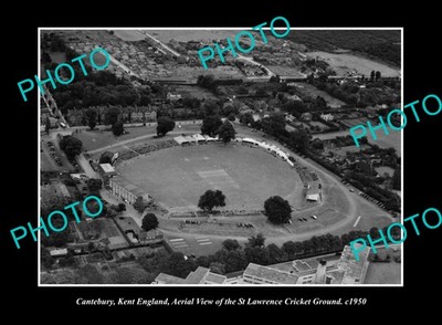 OLD POSTCARD SIZE PHOTO CANTERBURY KENT ENGLAND, VIEW OF CRICKET GROUND c1950