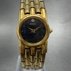 Seiko Watch Women 18mm Black Dial Gold Tone Round 1N00-0029 New Battery Vintage