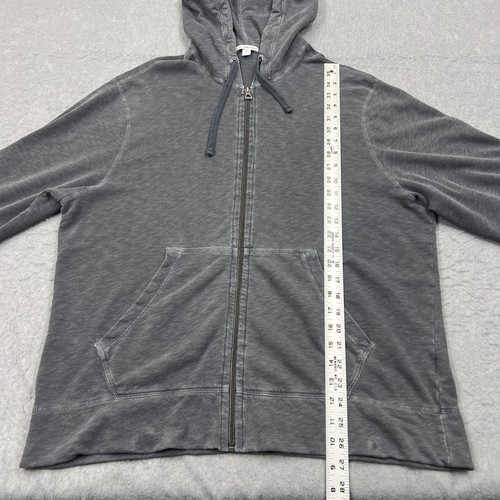 James Perse Hoodie Mens 4 Gray Full Zip Sweatshirt Burnout Vintage Supima Cotton - Picture 6 of 12