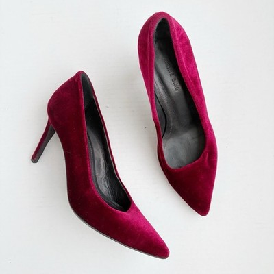 Anine Bing Maroon Velvet Pointed Toe Pump Heel Size 37
