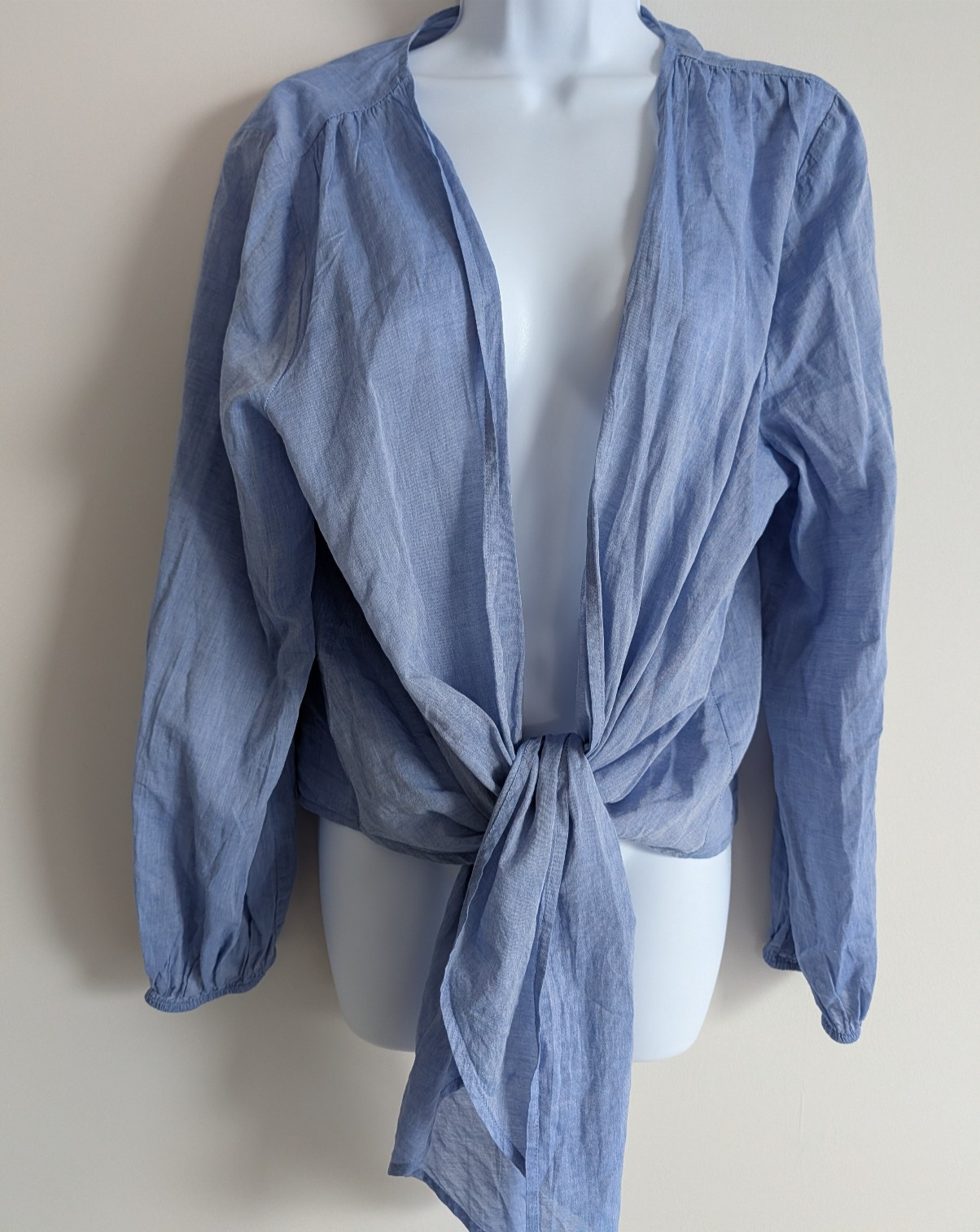 J Jill Wrap Cardigan Womens Large Cotton Lightweight Coastal Tie Front Layering