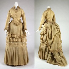1870s Victorian Edwardian Day Dress Colonial Civil War Royal Court Queen Baroque