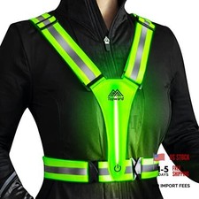 LED Reflective Vest Safety Gear, Light Up Vest for Night Walking Cycling, Green