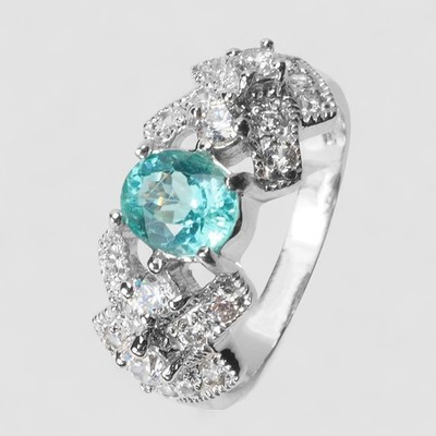 Neon Blue Paraiba Tourmaline 0.82Ct 925 Sterling Silver Handmade Jewelry Rings