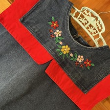 Vintage child  s embroidered denim jumper 1980s