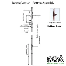 Hoppe HLS9000 Multipoint Lock Manual Tongue Gear 45mm Backset 92mm PZ 1 Inch De