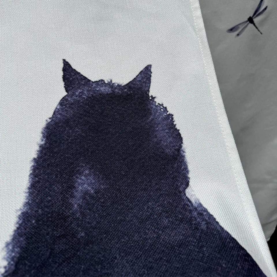 Diseño Tinta Japonesa Gato Blanco y Negro Noren Puerta Cortina Mezcla Poliéster... Foto 3 de 4