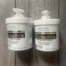 Advanced Clinicals LOT OF 2 Coconut Oil Moisturizing Cream 16 oz Each NEW SEALED
