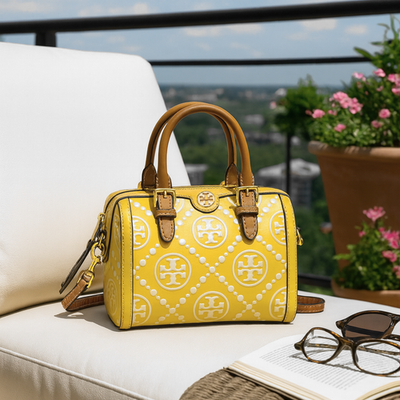 NEW Tory Burch T Monogram Yellow Contrast Embossed MINI Satchel