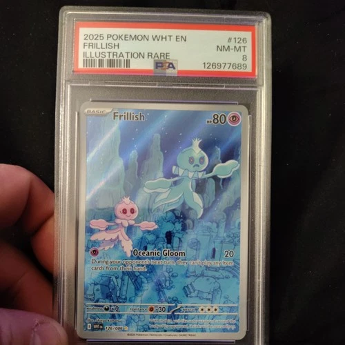 2025 POKEMON WHT EN-WHITE FLARE ILLUSTRATION RARE #126 FRILLISH PSA 8